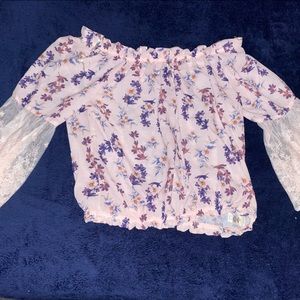 Pink Flowery Blouse w/ Arm flares